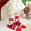 Women's Mid-Calf Coral Fleece Socks - Cute Reindeer and Snowman Design, Perfect for Autumn and Winter