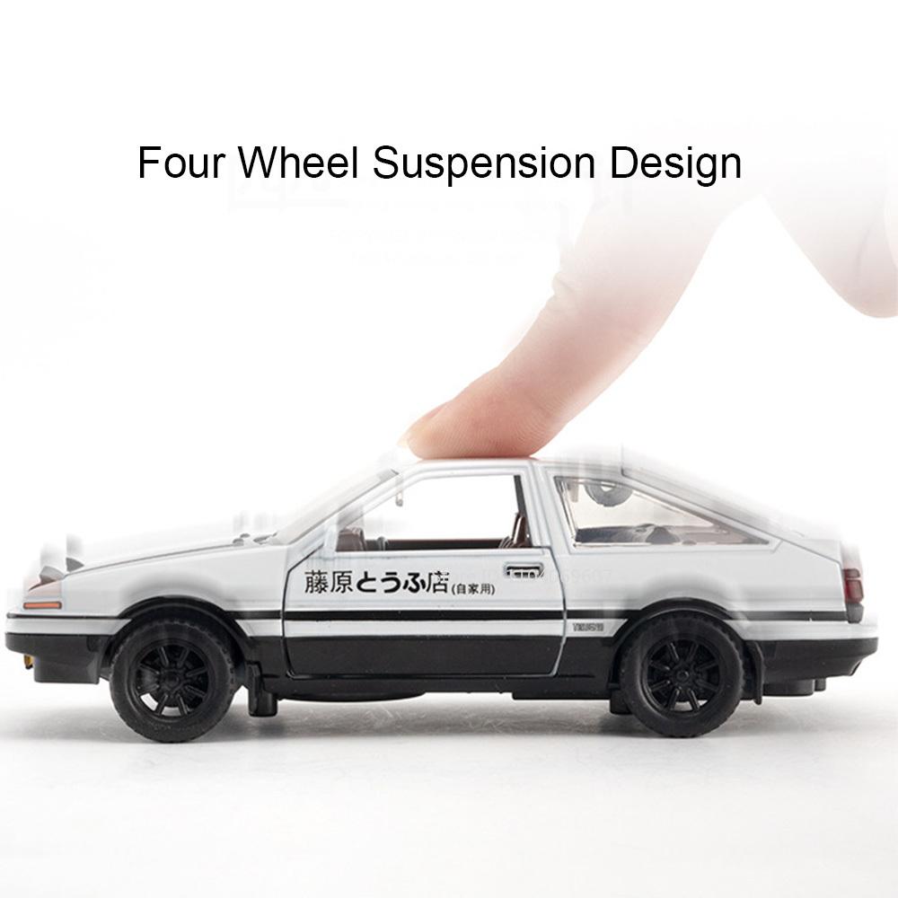 1:30 AE86 Vintage Car Toy Models Metal Diecast Miniature Cars 4 Doors Opened Sound Light Pull Back Simulation Vehicles Kid Gifts