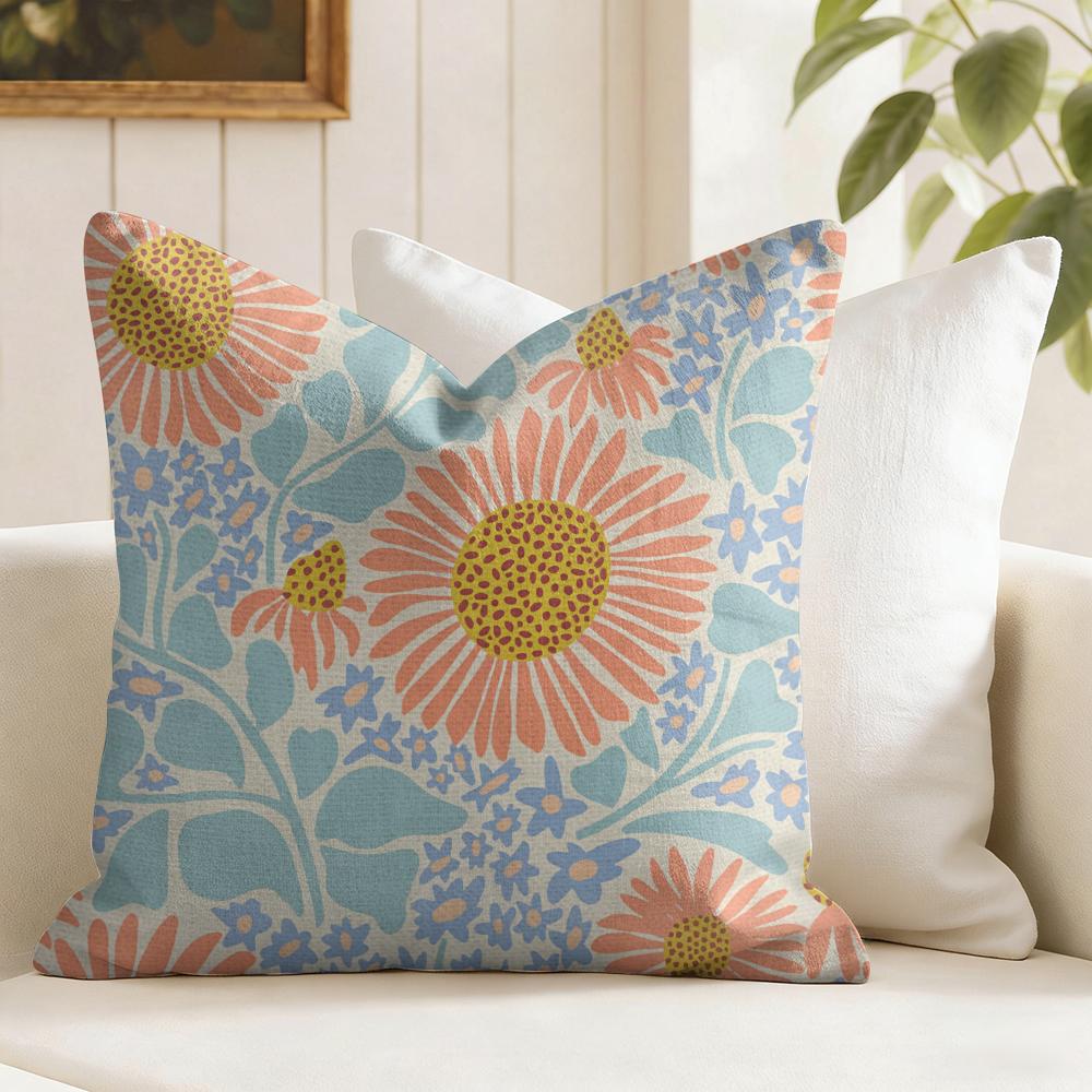 Sunflower Pattern Cushion Cover Natural Linen Pillow Cover DoubleSided Print Cushion Cover for Sofa Home Decor