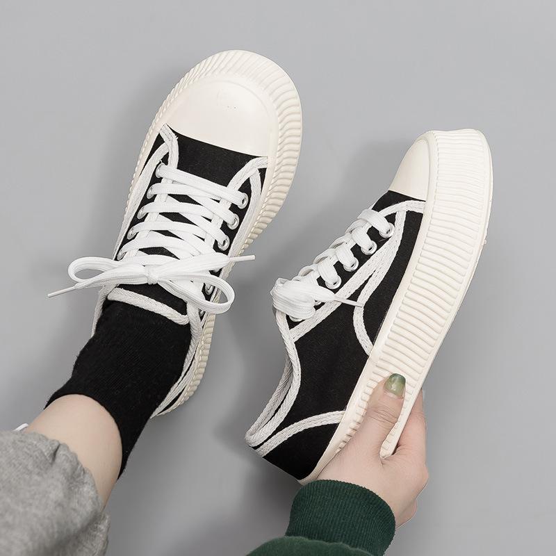 2025 Spring and Summer New Canvas Shoes Women's Versatile Little White Shoes Casual Board Shoes Women's Xiaoxiang Platform Biscuit Shoes Women's B518