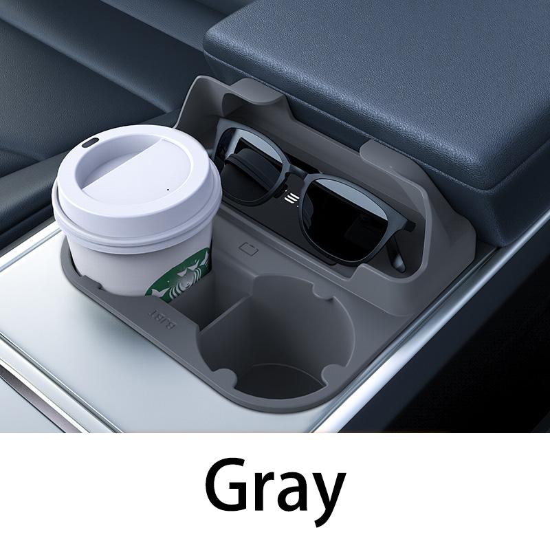 

Для Tesla Model 3 Model Y Чехол для очков Подстаканник 2 в 1 Центральная консоль Ящик для хранения вещей Автомобиль серый