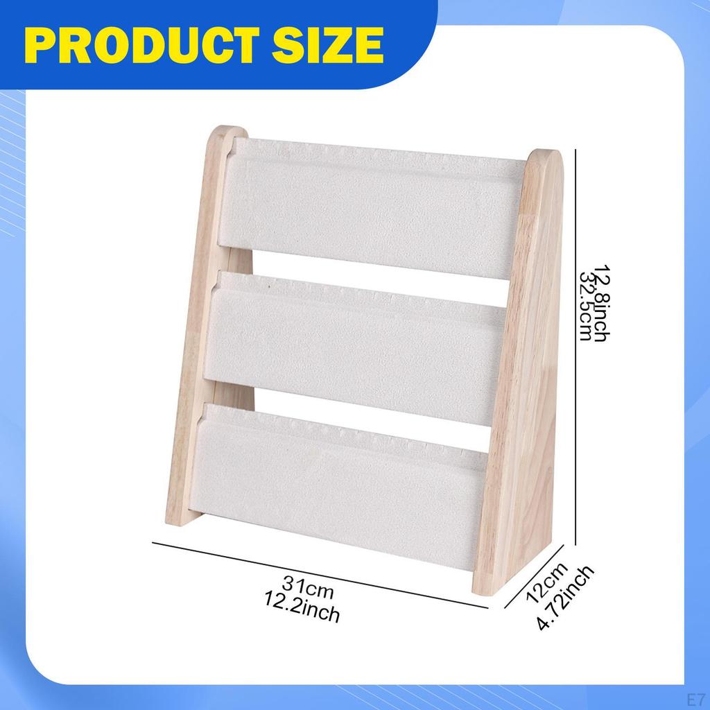 3 Tier Necklace Display Stand Chains Holder Wood Freestanding Jewelry Organizer Rack for