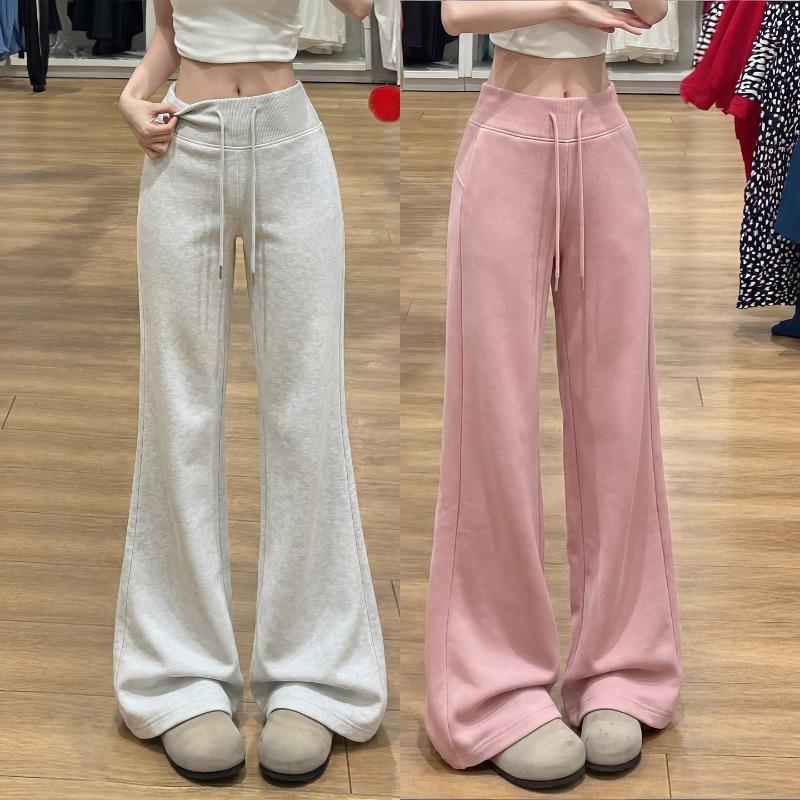 Micro-pull Sweatpants Women's Spring and Autumn Models New High-waisted and Thin Flared Pants Casual Sweater Pants