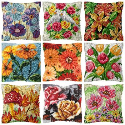 Flowers/Plant Series Latch Hook Rug Kits Pillows Smyrna Package Carpet Embroidery Latch Hook Kit Cross Stitch Pillow Knooppakket