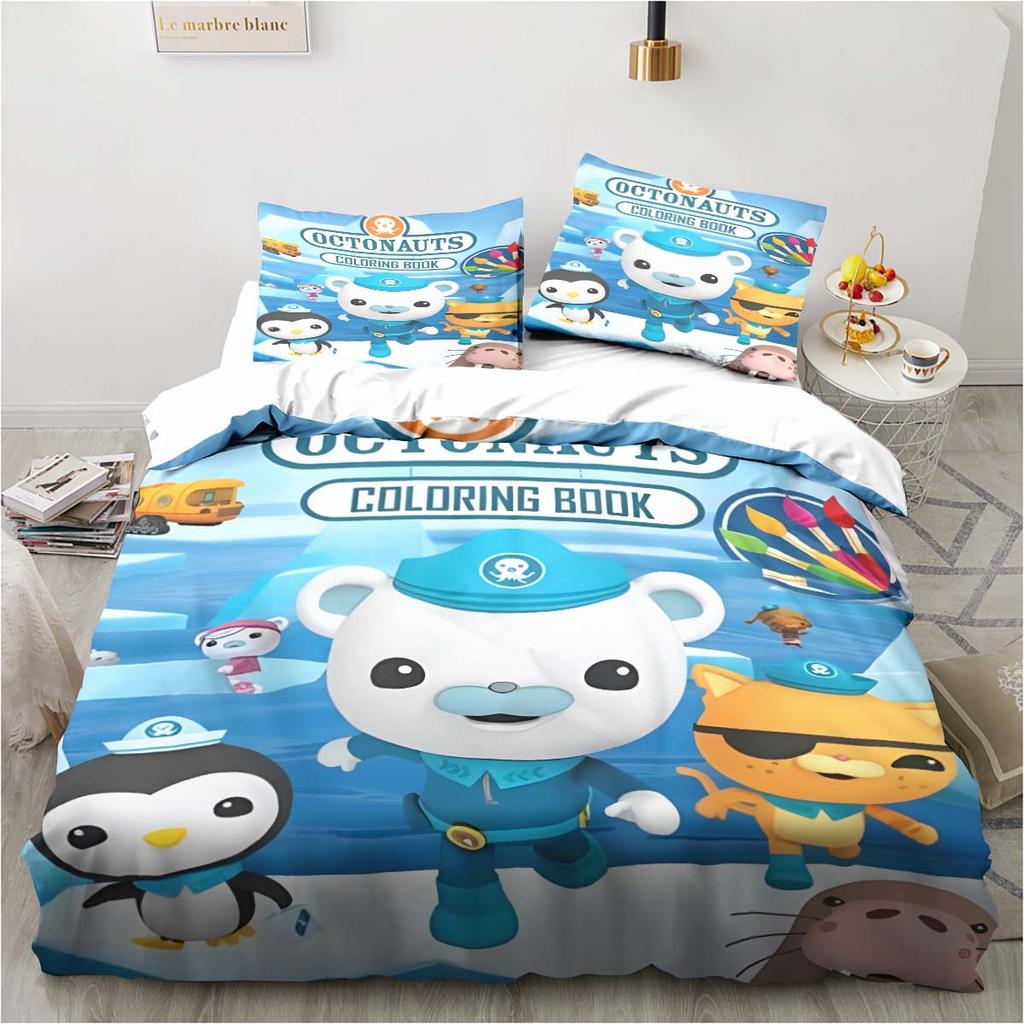 Kreslená povlaková souprava Octonauts Ložnice Postel Třídílná sada Jednolůžko Dvojlůžko Královská velikost Povlak na přikrývku a povlak na polštář Dětský dárek