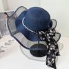 Summer New Straw Hat Floral Streamer Pearl Decoration Sun Hat Seaside Outing Big Eaves Sun Protection Hat