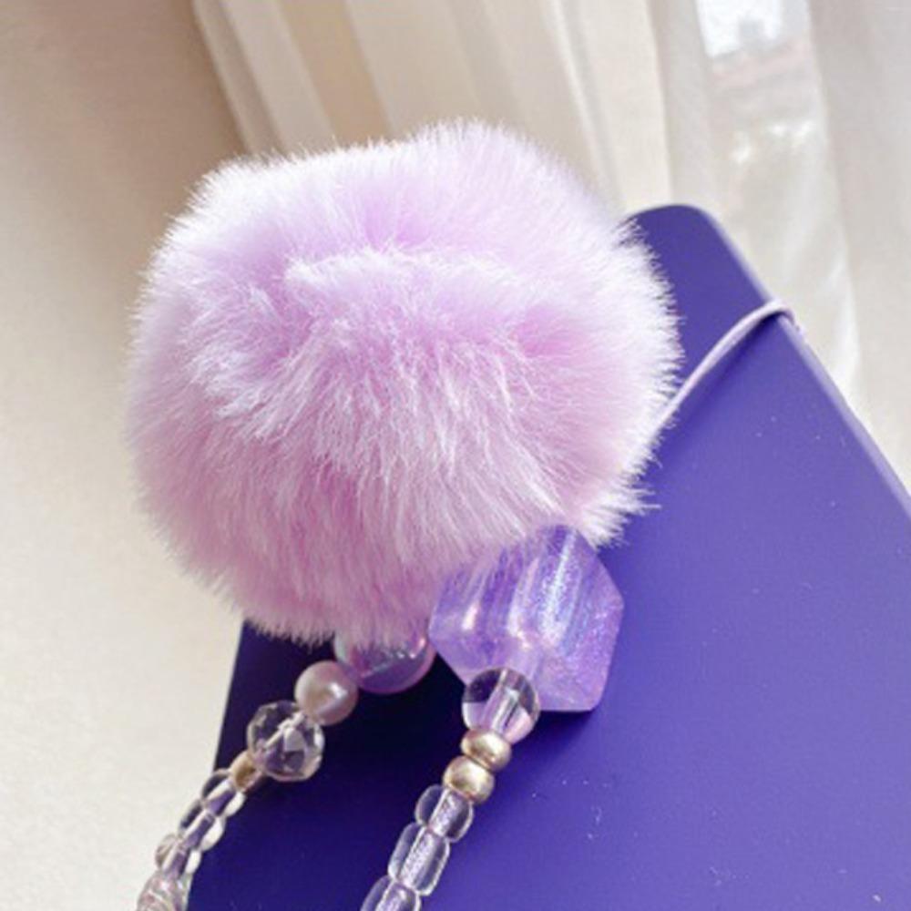 Hair Ball Mobile Phone Chain Sweet Girl Cellphone Pendant Beaded Phone Straps Jewelry Gift