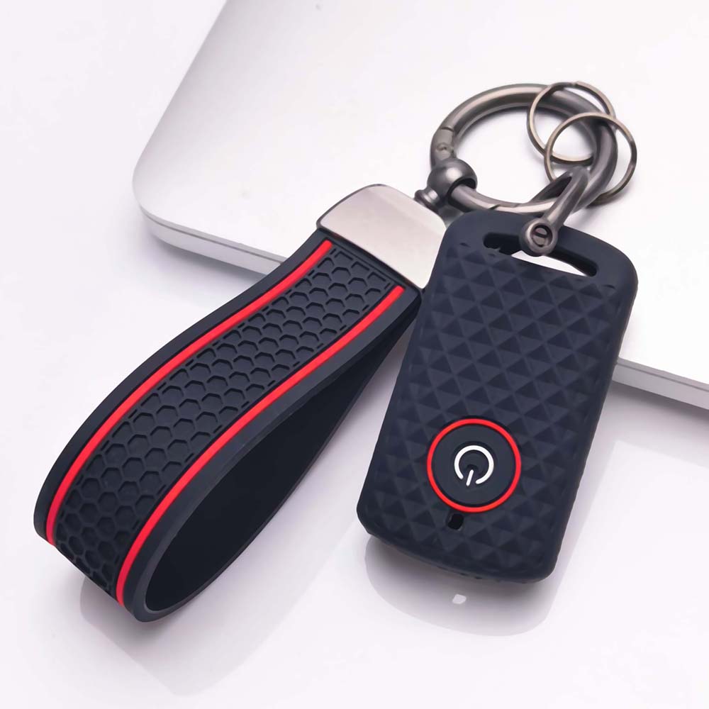 Silicone Key Fob Cover with Wrist Keychain Compatible with Yamaha NMAX Aerox NVX XMAX QBIX Mio Gravis XSR 155 300 400 900