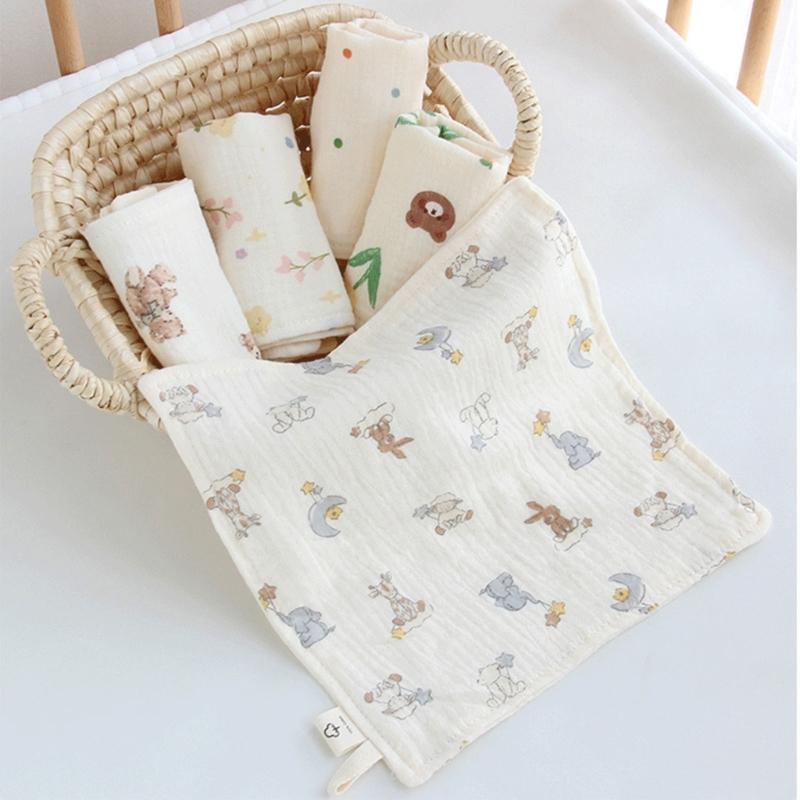 Cotton Washcloth Baby Muslin Face Towel for Delicate Skin 4-layer Absorbent Muslin Hand Washing Towel Newborn Burp Cloth