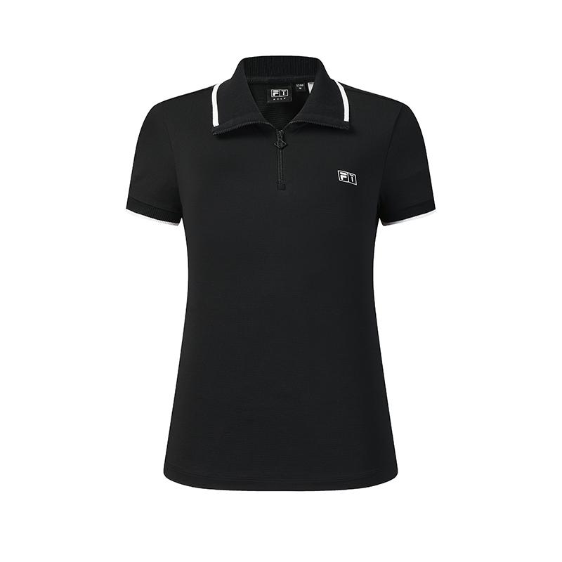 FILA Golf Series Simple Fashion Sports Comfortable Short Sleeve Polo Shirt Women tops Deep-Black A11W615105FBK