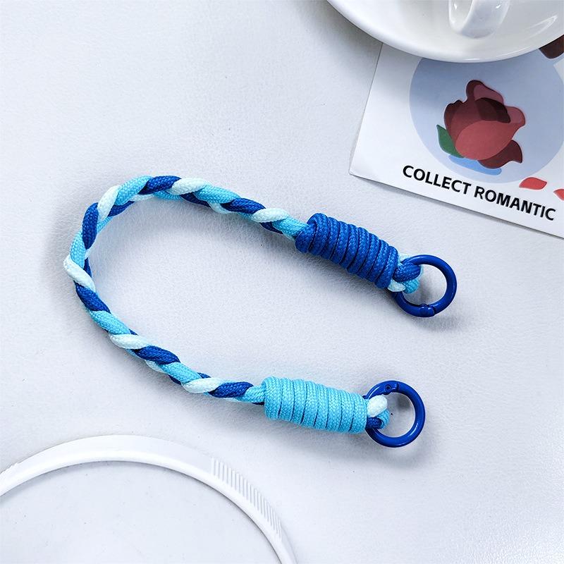 Dopamine Color Braided Three-strand Twist Short Rope Mobile Phone Lanyard Water Cup Keychain Universal Portable