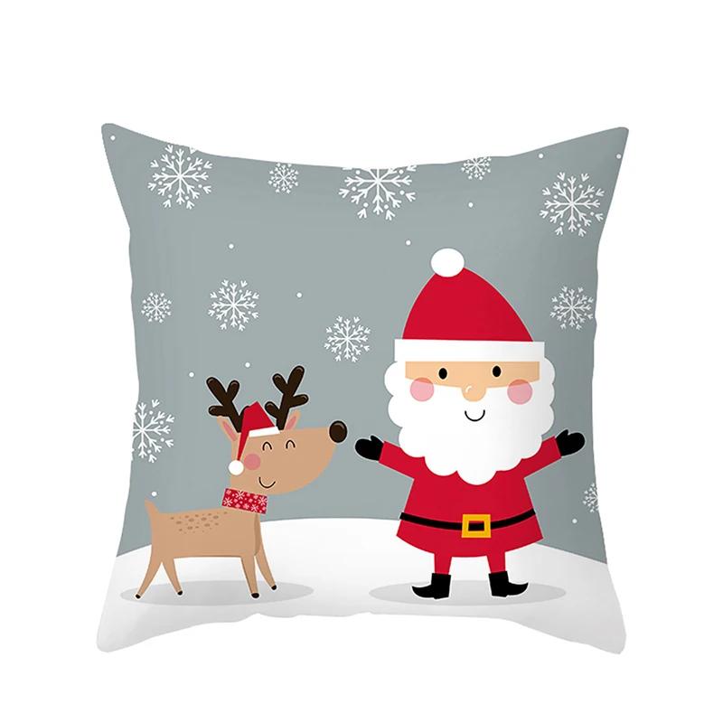Merry Christmas Decorative Print Cushion Cover Home Living Room Sofa Square Pillow 45 * 45cm