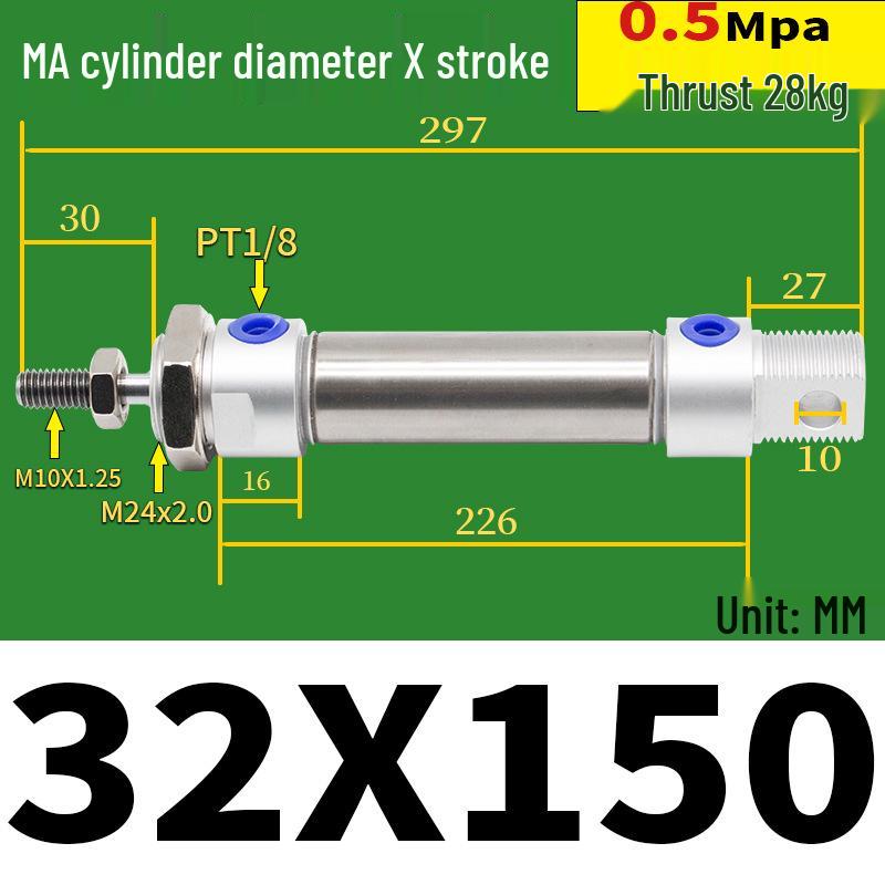 Corrosion Resistant Stainless Steel Pneumatic Cylinder 16-40mm/50-150mm