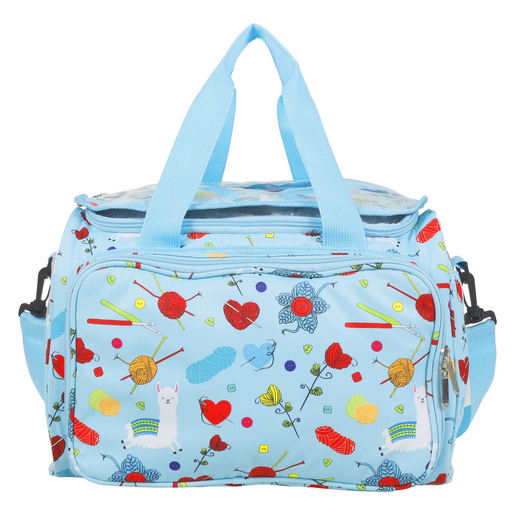 Crochet Yarn Storage Bag Large Capacity Travel Knitting Bag Portable Oxford Cloth Wool Tote Organizer with Multi Pocket