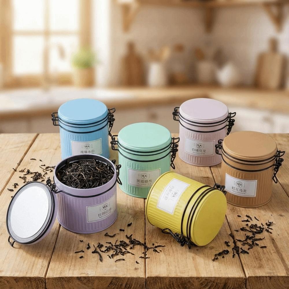 Round Tea Tin Can Tinplate Candy Jar Multi-functional Metal Tea Can  Travel