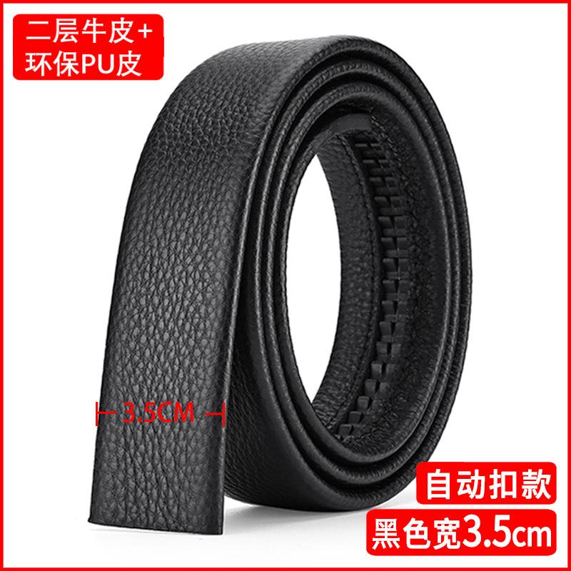 Belt Men'S Genuine Leather Does Not Take The Lead, Automatic Buckle Men'S Belt Cowhide Green Headless Belt Body Trendy Light Person Without Buckle