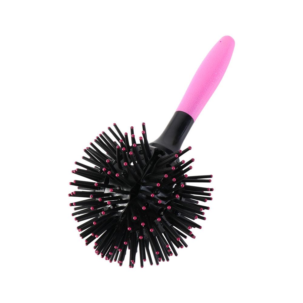 Pink 360 Degree Ball Hairbrush Plastic Round Curly Hair Comb 3D Round Hair Brushes Comb  Make Up