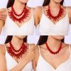 Women Resin Coral Necklace With Electroplated Geometric Design