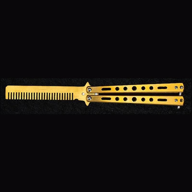 1pc Swinging Comb Stainless Steel Folding Butterfly Comb Newbie Practice Training Hair Styling Tools