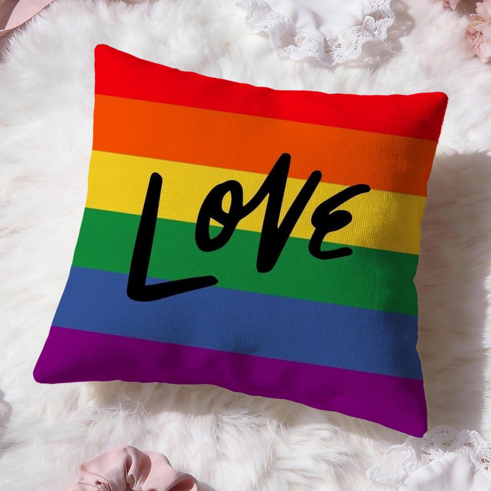 Homosexual Rainbow Flag Cushion Cover Premium Comfort Reversible Pillow Cove -Two In One Design for Any Room & Car Interior