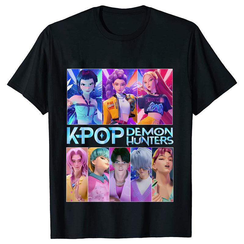 Movie KPop Demon Hunters Graphic Print T-shirt Rumi Mira Zoey Tshirt Saja Boys T Shirts Men's Women's Fashion Trend Streetwear