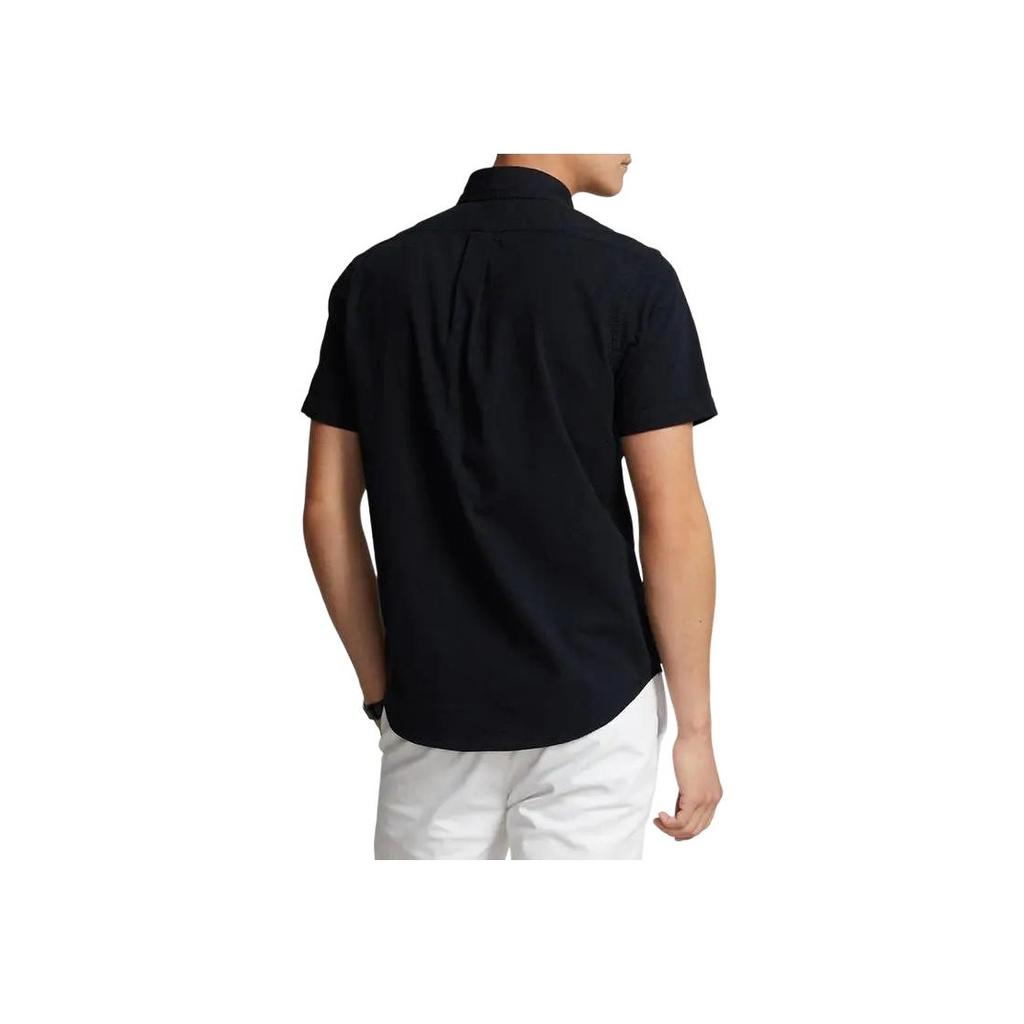 Polo Ralph Lauren Ss24 Solid Color Logo Embroidered Single-Breasted Short Sleeve Shirt Men shirts Black MNPOWOV1N820768-001