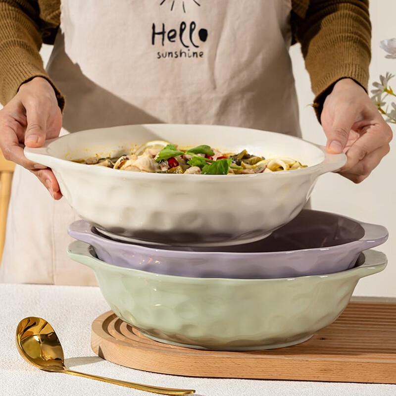 10-inch Ceramic Double-Handle Soup Bowl