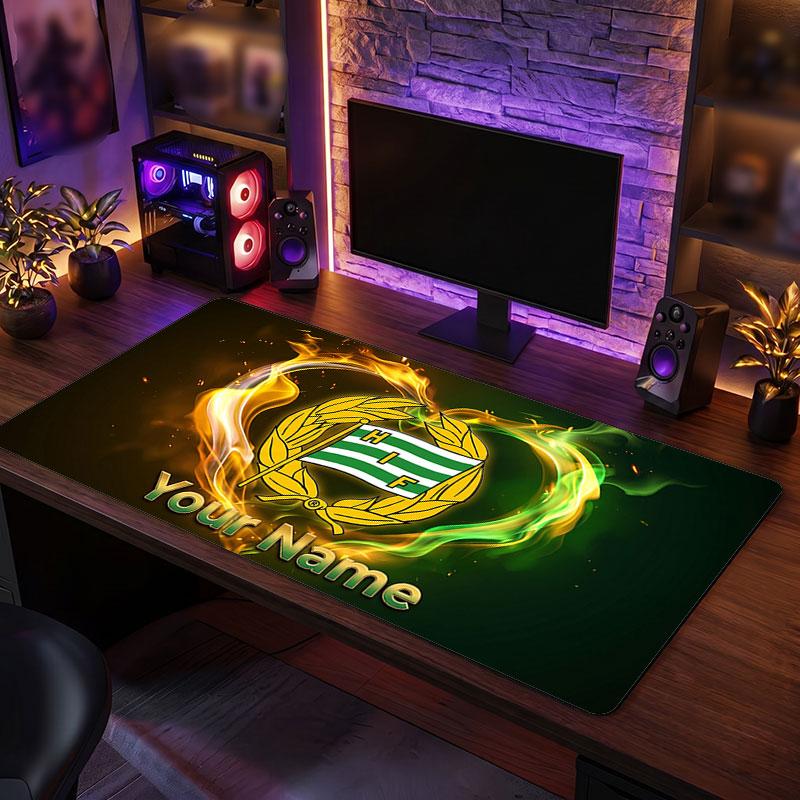 Hammarby Custom Large Mouse Pad, Personalized Name Text Print, Football Logo Non‑Slip Desk Mat Gaming Gift