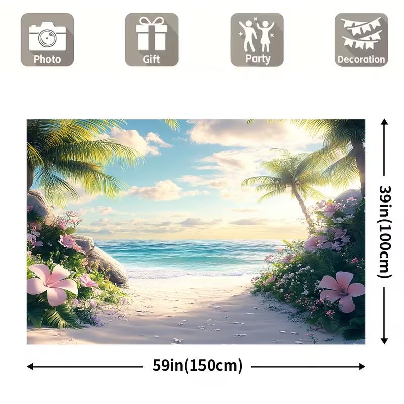 Paradise Beach Tapestry for Travel Lovers, Nature and Coastal Style Room