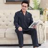 Men's Plus Size Cotton Pajama Set - Long-Sleeved, Ideal for Middle-Aged & Elderly, Spring to Winter Wear