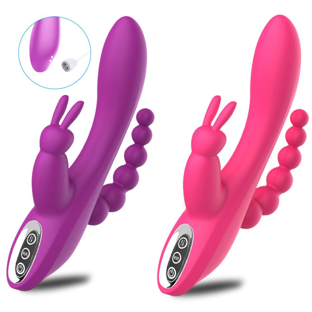 3 w 1 dildo dla kobiet królik wibrator wodoodporny akumulatorowy wibrator analny łechtaczki zabawki erotyczne dla par pomoce seksualne