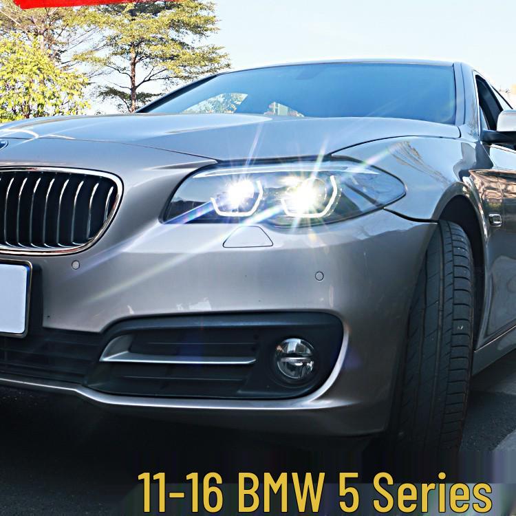 LED Daytime Running Lights & Ozum Laser Bi-Xenon Lens Headlight Assembly for 2011-2017 BMW 5 Series.