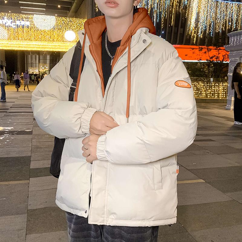 Yurong cotton-padded jacket men's short loose fake two-piece jacket cotton-padded jacket winter thickened cotton-padded jacket flow youth bread jacket