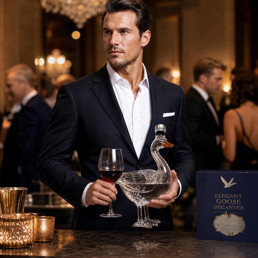 Goose Shaped Glass Liquor Bottle with Decorative Gift Box Unique Animal Design Refillable Decanter for Spirits Wine and Whiskey Storage Display