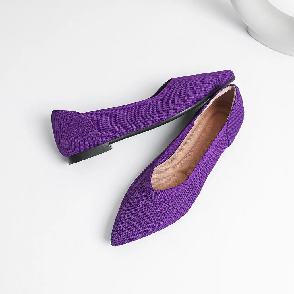 Shoes Woman Flat with Pointed Soft Knitted Sole Breathable and Comfortable Women's Flats Shoes Spring and Autumn 2025 New Model