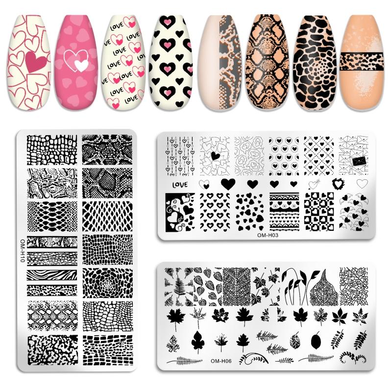 Nail Art Stamping Plate Valentines Nail Stamp Template Flower for Butterfly Vine Leaf Snake Pattern Nail Art Design Temp