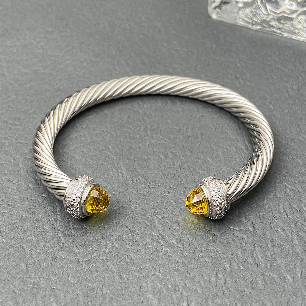 Bracciale Intrecciato a Spirale di David Decorazioni in Cristallo Colorato Bracciale con Bocca Aperta Gioielli di Moda di Alta Qualità