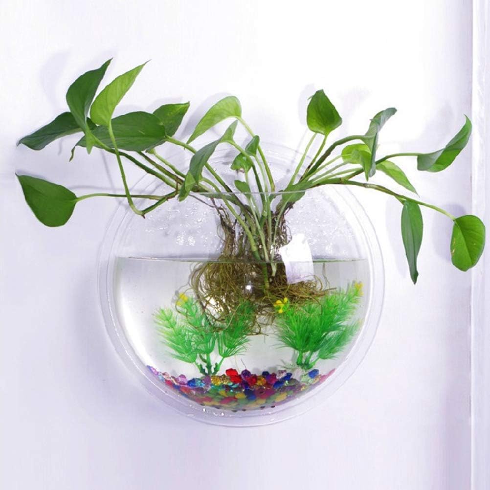 Transparent Creative Wall Mounted Acrylic Fish Bowl Hanging Aquarium Fish Tank Home Decor (23cm Diameter) (23CM)
