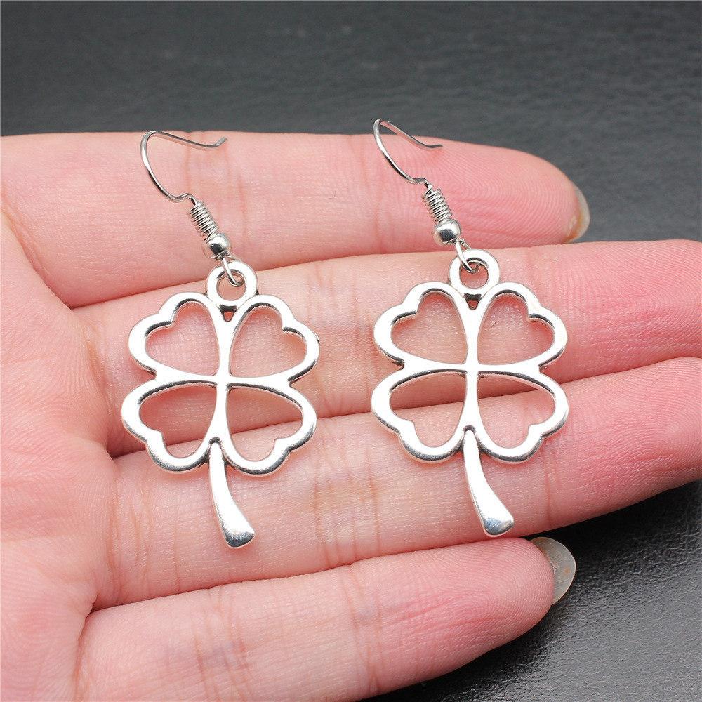 Drop & Dangle Earring Plant Four-Leaf Clover Cactus Vintage Jewelry SuppliesEarring Size 18x19mm QE021