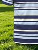 Men'S Outdoor Polo Shirt, Multi-Sizes Available, Men'S Short Sleeve Polo, Blue White Horizontal Stripes Print, White Contrast Collar And Placket,