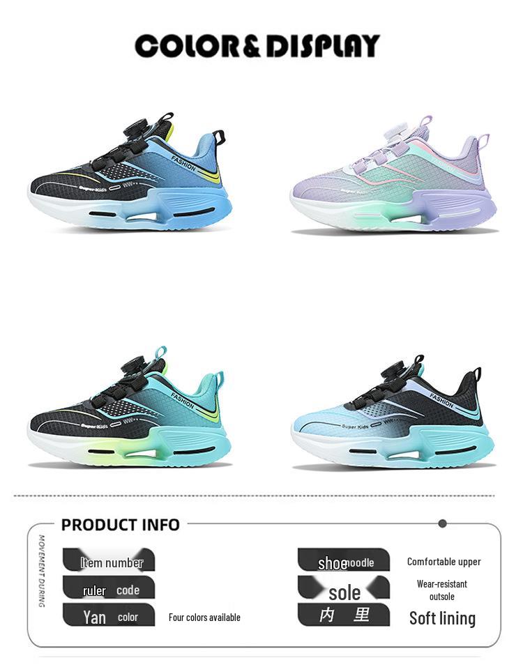 Zapatillas de Running Ligeras con Hebilla Giratoria para Niños - Antideslizantes, Cómodas, Transpirables, Zapatillas Deportivas de Exterior para Niños y Niñas