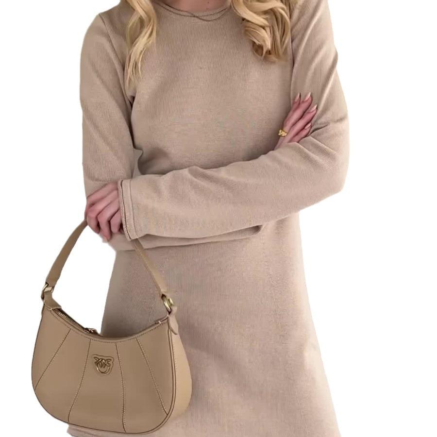 Herfst 2024 Dames Effen Kleur Ronde Hals Lange Mouwen Casual Jurk