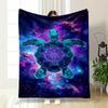 A Vibrant Cosmic-themed Turtle with a Glowing Geometric Shell Design. for All Seasons Blanket Lunch Break Throw Gift