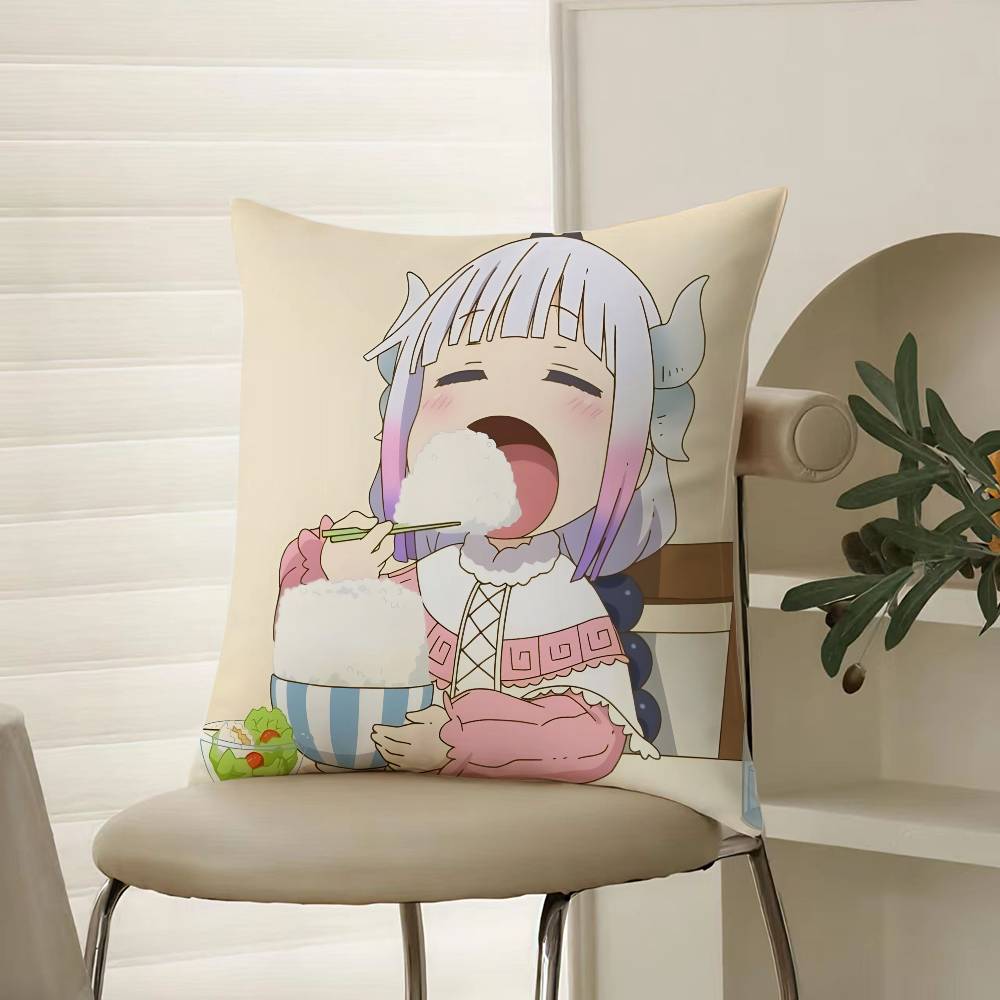 Anime Miss Kobayashis Dragon Maid-A Pillow Case Comfort Sofa Bed Silky Elegant Invisible Zipper Decorative Cushion Cover