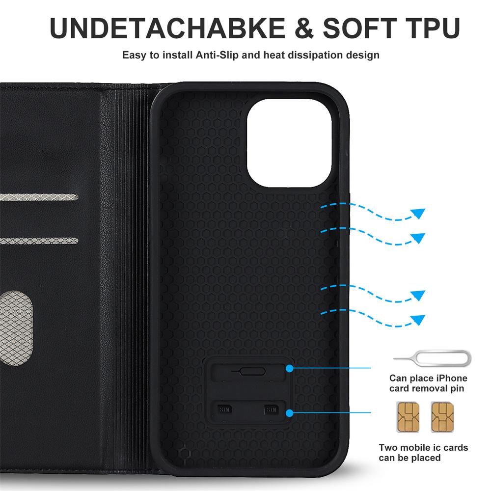 Anti Drop Leather Case For iPhone 15 Plus 14 Pro 14 Pro Max 13 Pro 13 Mini 12 12 Pro Max 12 Pro 12 Mini Wallet Wireless Charging