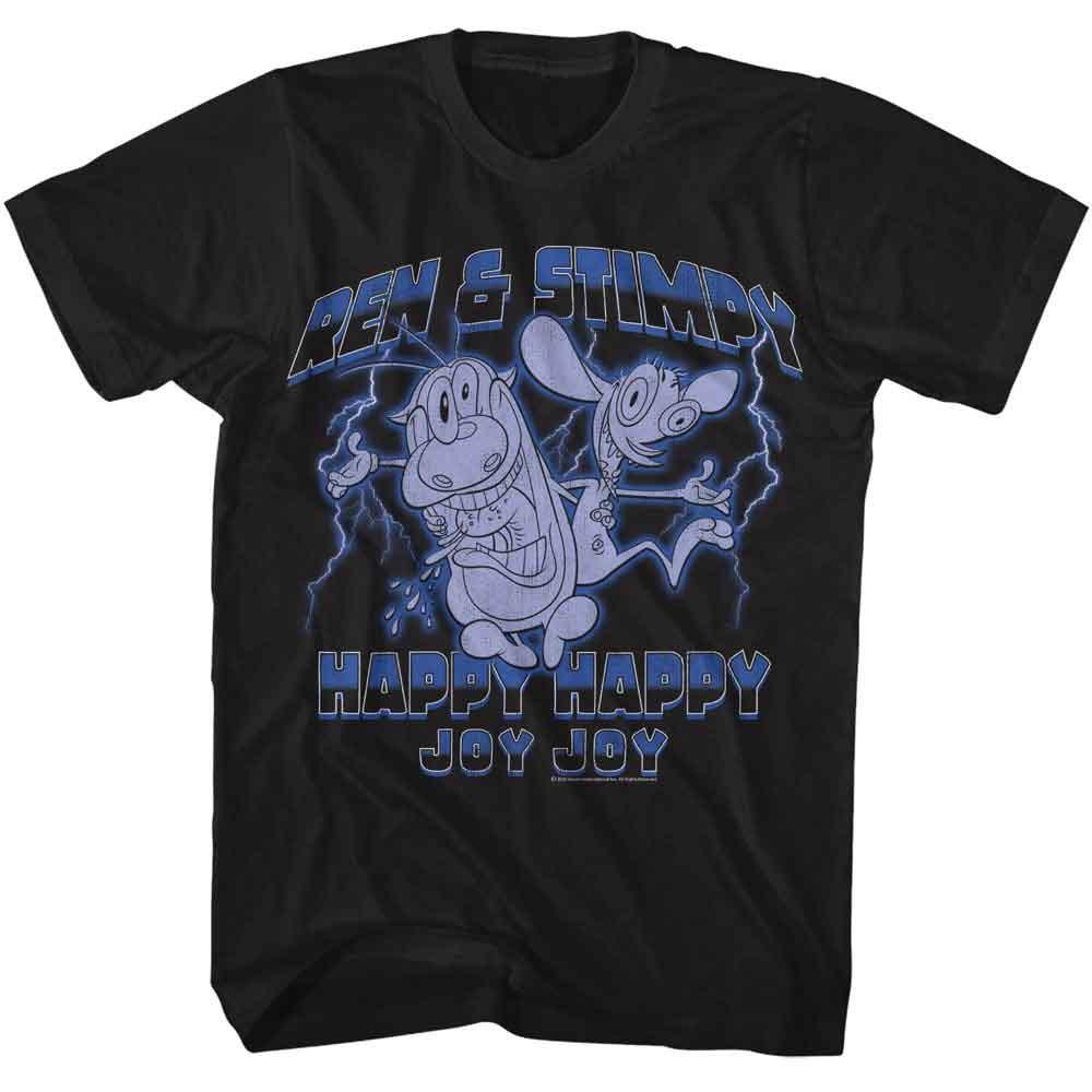 Ren And Stimpy Lightning Black TV Shirt S
