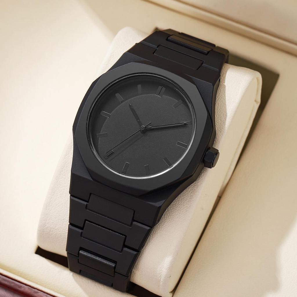 Matte Black Octagonal Men's Fashion Quartz Watch