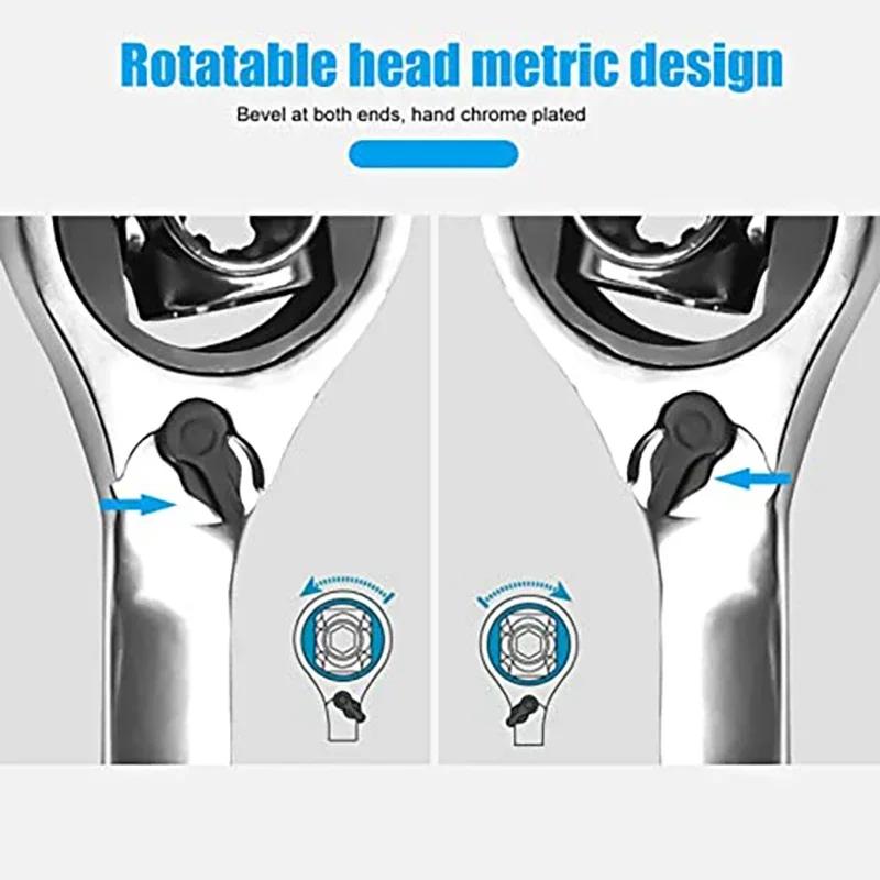 52 in1 Double Head Wrench Socket Wrench Rotary Spanner Work 360 Degree Rotation Spanner Universal Furniture Car Repair Hand Tool