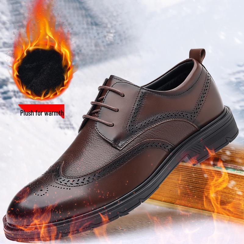 Men's Spring Business Brogue Leather Shoes - Genuine Leather Hollow Sandals