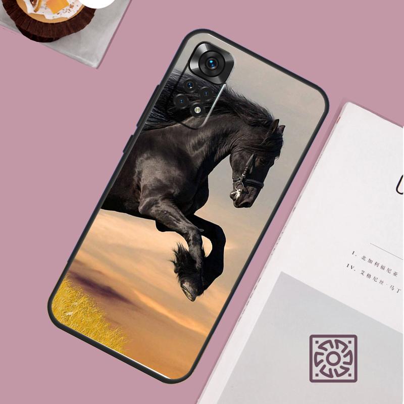 Beautiful Black Horse Phone Case For Xiaomi Redmi Note 13 12 12S 12C 13C 10 10C 9 9C 10S 11S 11 Pro Soft Cover